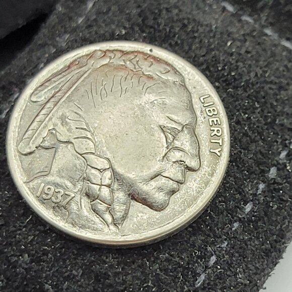 Vtg. Black Suede Leather Tassel Keychain W/ 1937 Indian Head Nickel Charm 13.5" - Picture 2 of 10